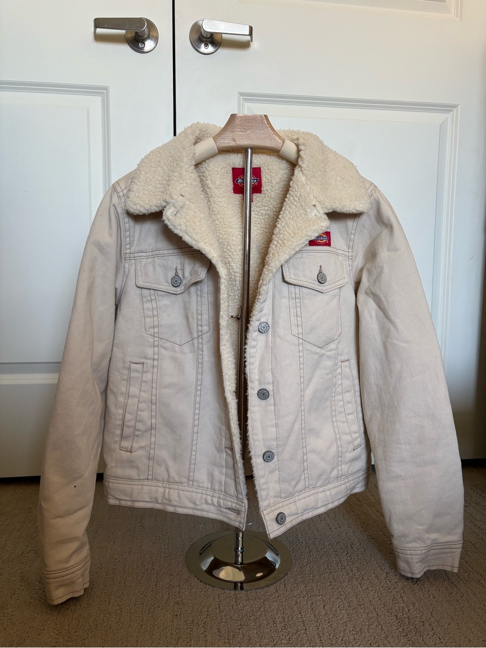 Dickies Cream Sherpa-Lined Jean Jacket